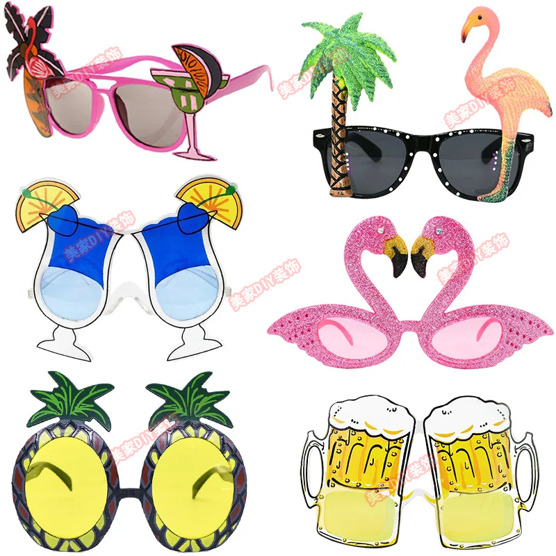 夏威夷沙滩泳池舞会派对眼镜自拍道具啤酒仙人掌椰树搞怪造型眼镜