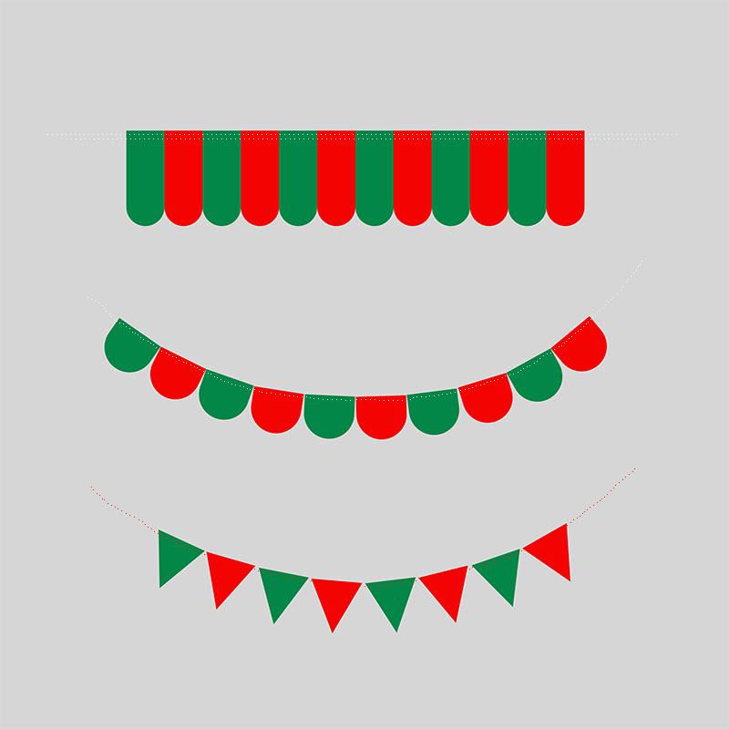 圣诞节红绿彩旗 店铺装饰布置儿童房装扮摄影道具三角旗节日氛围