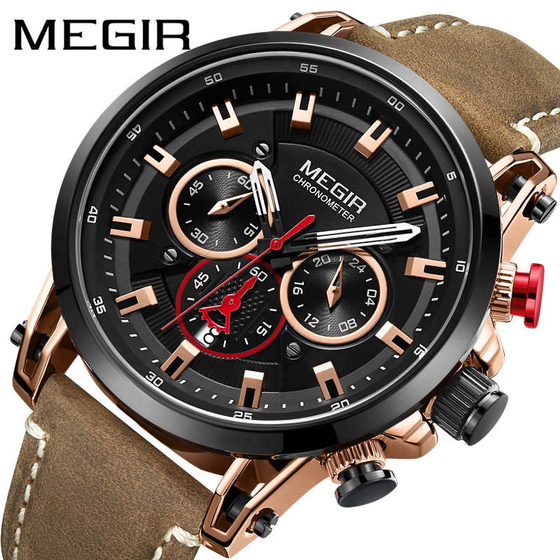 MEGIR原创多功能指针手表复刻潮人男表俄式战术手表防水表2085