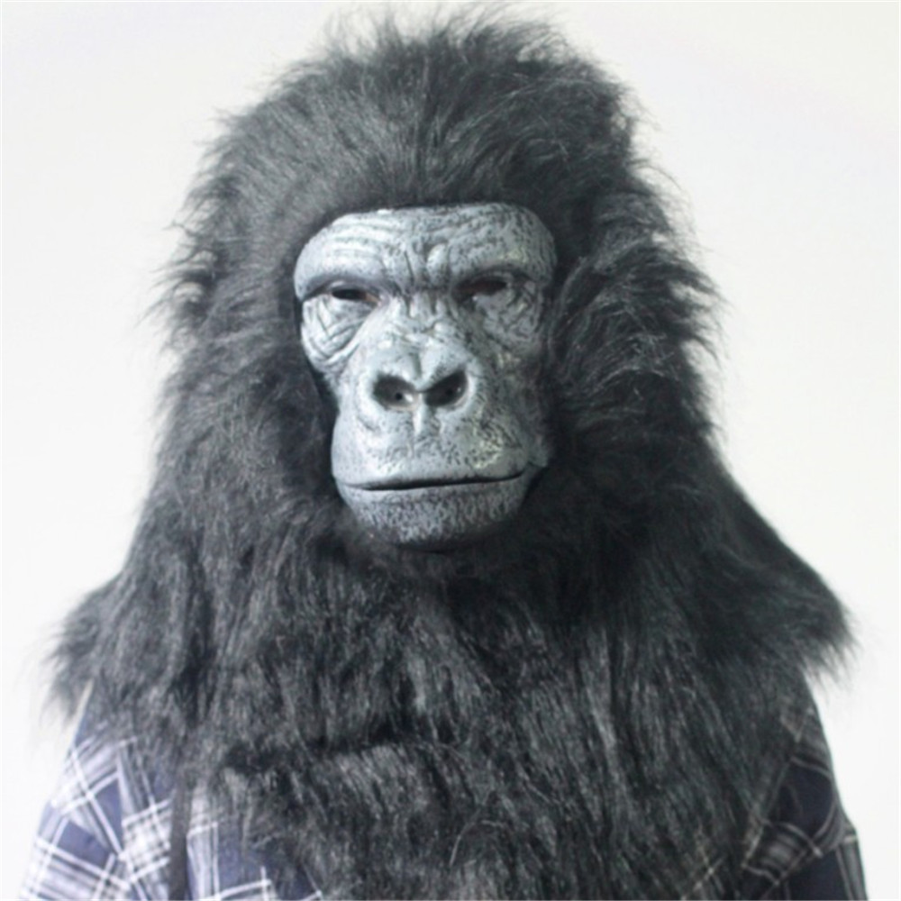黑白猩猩面具猿人狒狒头套金刚猴子脸谱动物搞笑面罩派对舞台道具