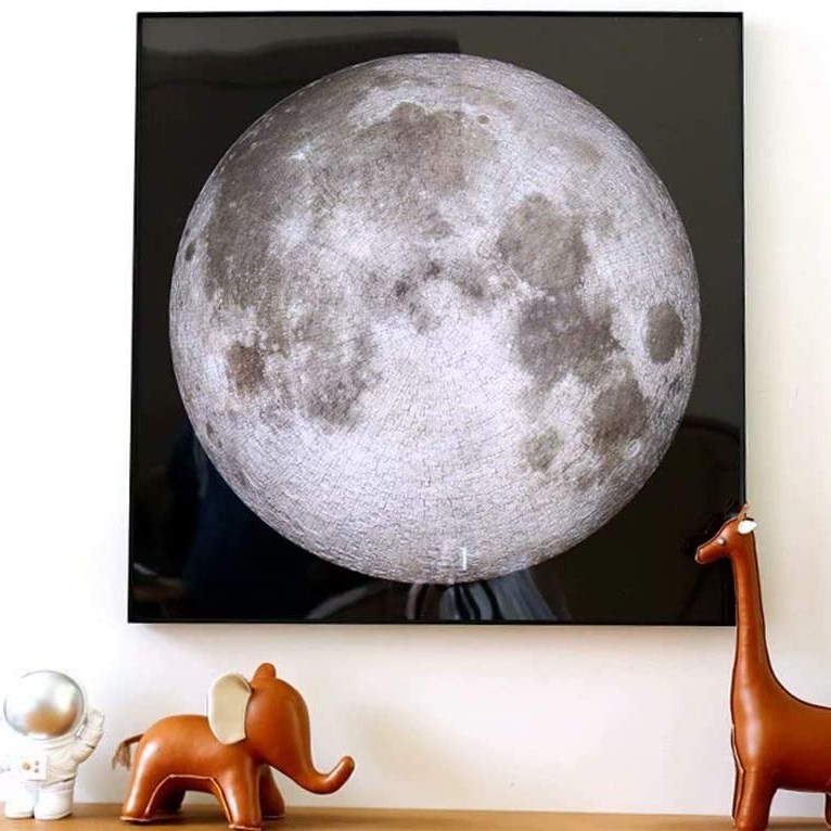 月球拼图框1000eeboo立体实木地球女权500片月亮圆形异形拼图相框