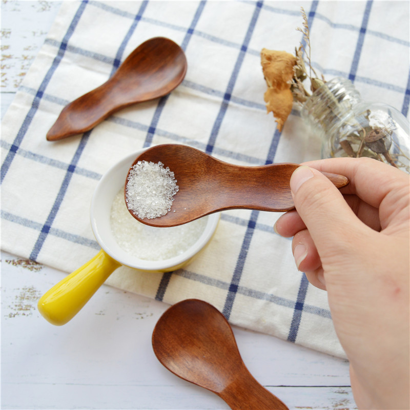 创意葫芦调味料勺 实木小茶勺短柄奶粉勺粉末专用木勺可爱甜品勺