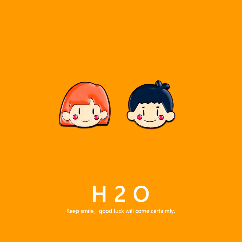 H2O男女生Q版头像徽章可爱日系卡通胸针情侣外套背包别针扣送朋友