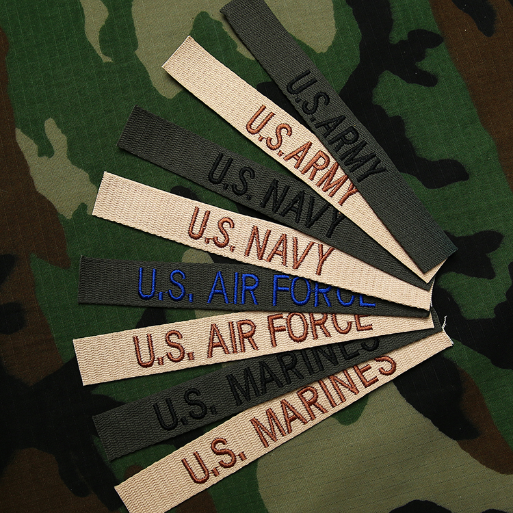 M65风衣胸条BDU军种条军迷刺绣臂章沙色军绿OG章USARMY胸条姓名条