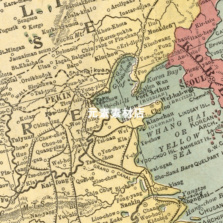 1900年美国绘制的大清地图 高清电子版老地图素材TIF格式