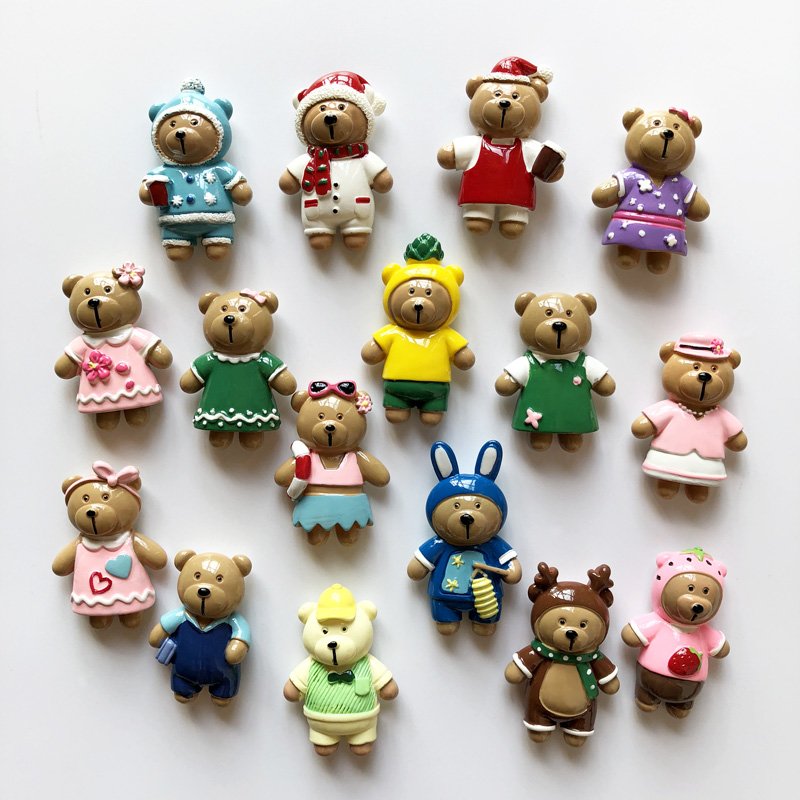 创意可爱小号圣诞熊装饰棕熊3d立体卡通照片贴留言贴磁性冰箱贴
