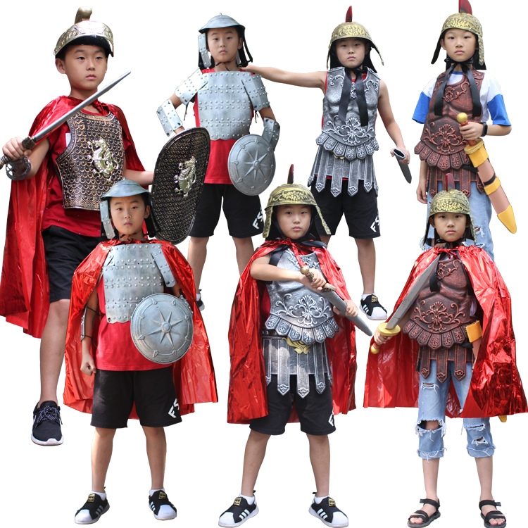 cosplay儿童节服装儿童罗马战士勇士男童骑士盔甲披风盾牌剑套装