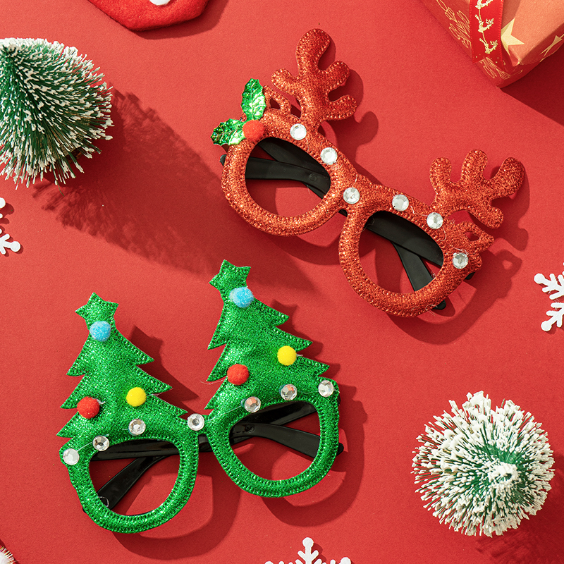 圣诞节装饰品儿童道具镜框可爱卡通眼镜幼儿园小朋友礼物派对发饰