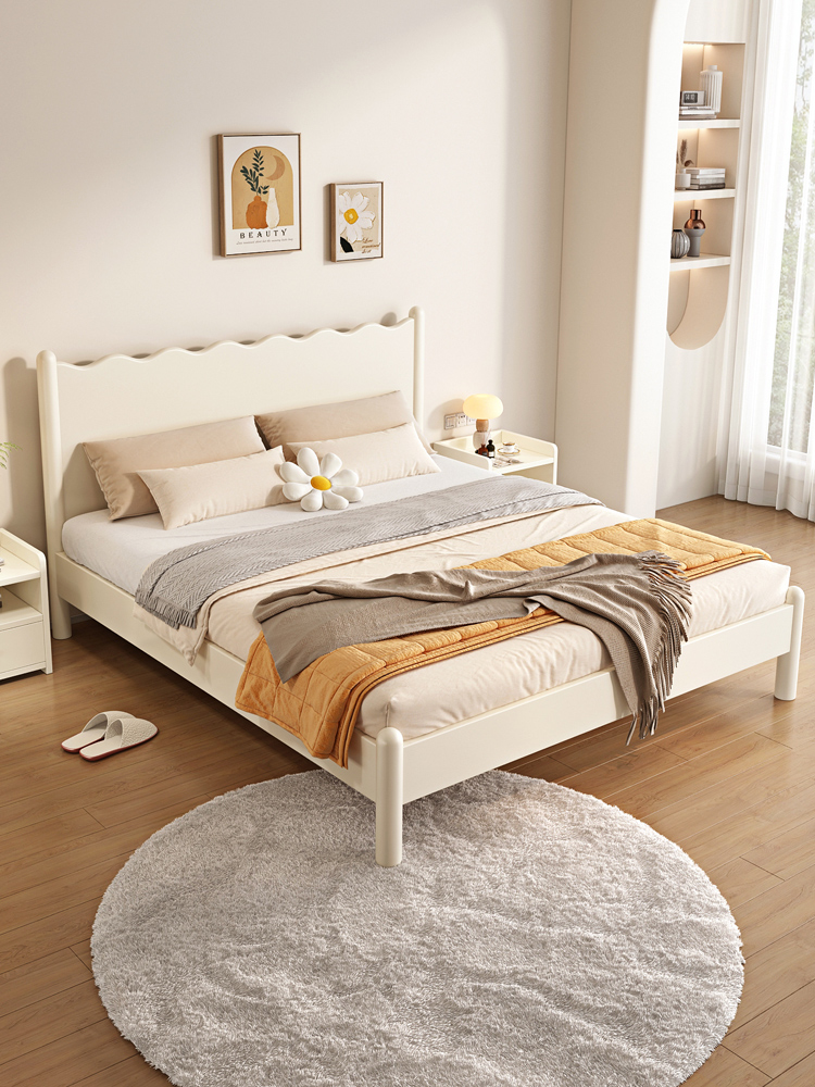 全友家私实木床现代简约1.8米欧式主卧双人床1.5单人出租房白色床