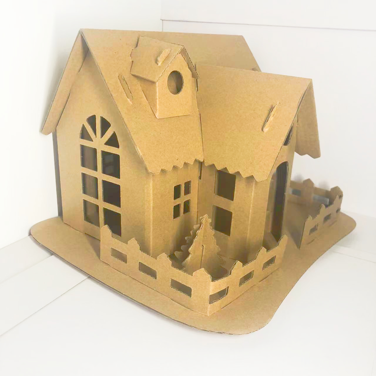 手工房子模型别墅幼儿园制作材料城堡瓦楞纸纸板涂色儿童diy小屋
