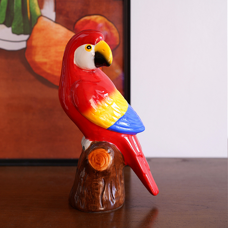 出口可爱卡通陶瓷手绘鹦鹉造型家居装饰摆件田园鸟存钱罐北欧摆设