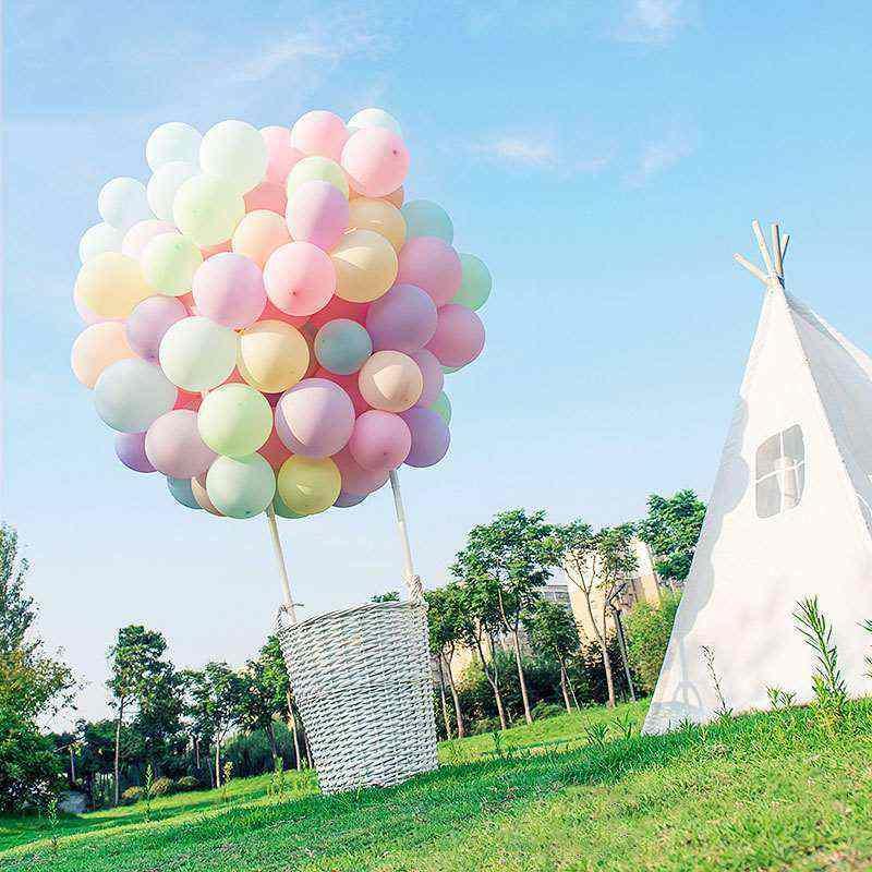 ins求婚热气球装饰气氛大型色彩纯色百日花篮吊篮广场派对简约