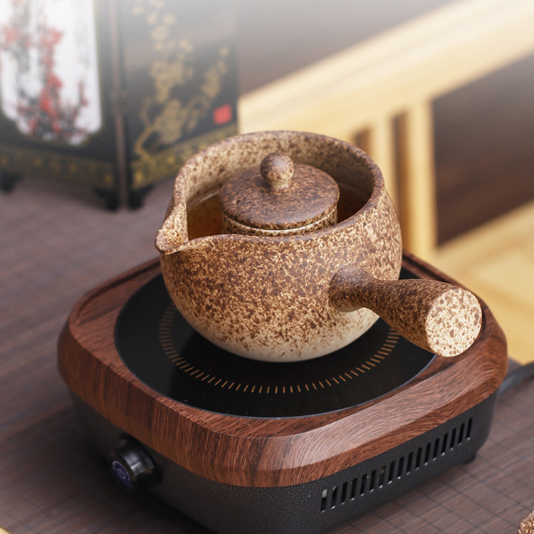 粗陶煮茶壶陶瓷侧把壶小青柑普洱茶黑茶煮茶器麦饭石大茶杯电陶炉