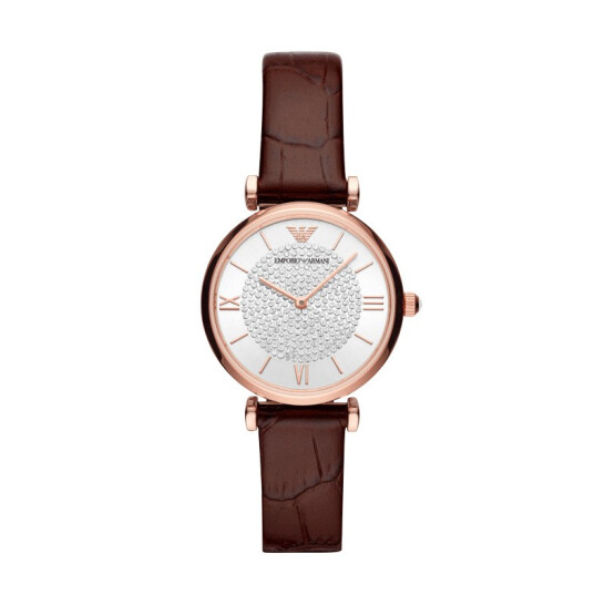 Armani阿玛尼手表满天星女表新款时尚镶钻腕表皮带石英表AR11269