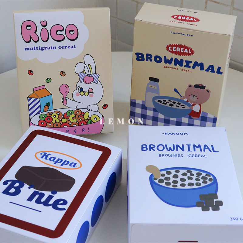 自制ins可爱卡通兔子小熊麦片盒子装饰蛋糕甜品摆件拍照背景道具
