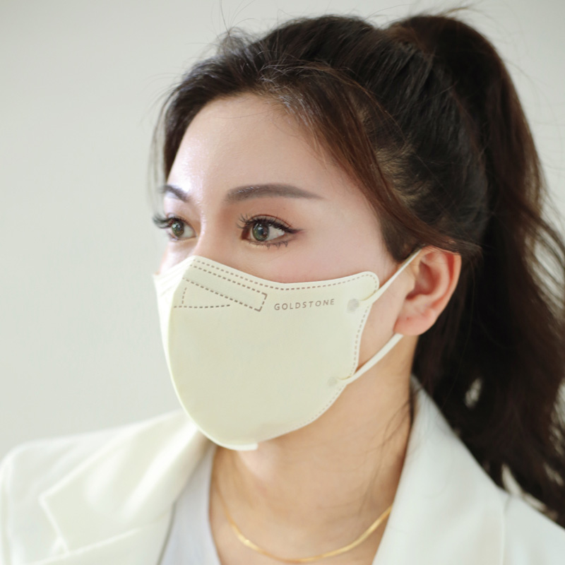 奶白色张娜拉明星同款显瘦韩国KF94口罩4层3D立体防护独立女士L码