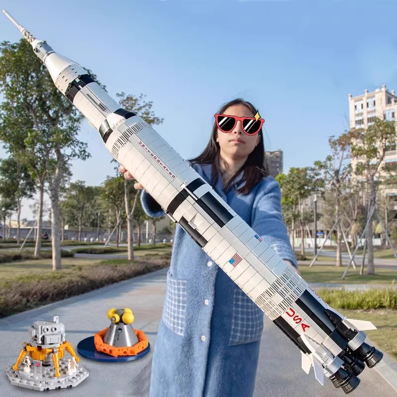 土星五号火箭阿波罗中国航天系列儿童男孩子一米以上拼装积木玩具