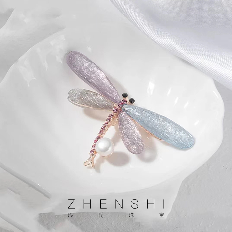 【达江】天然淡水珍珠胸针女款 法式气质高级感蜻蜓设计胸花胸饰