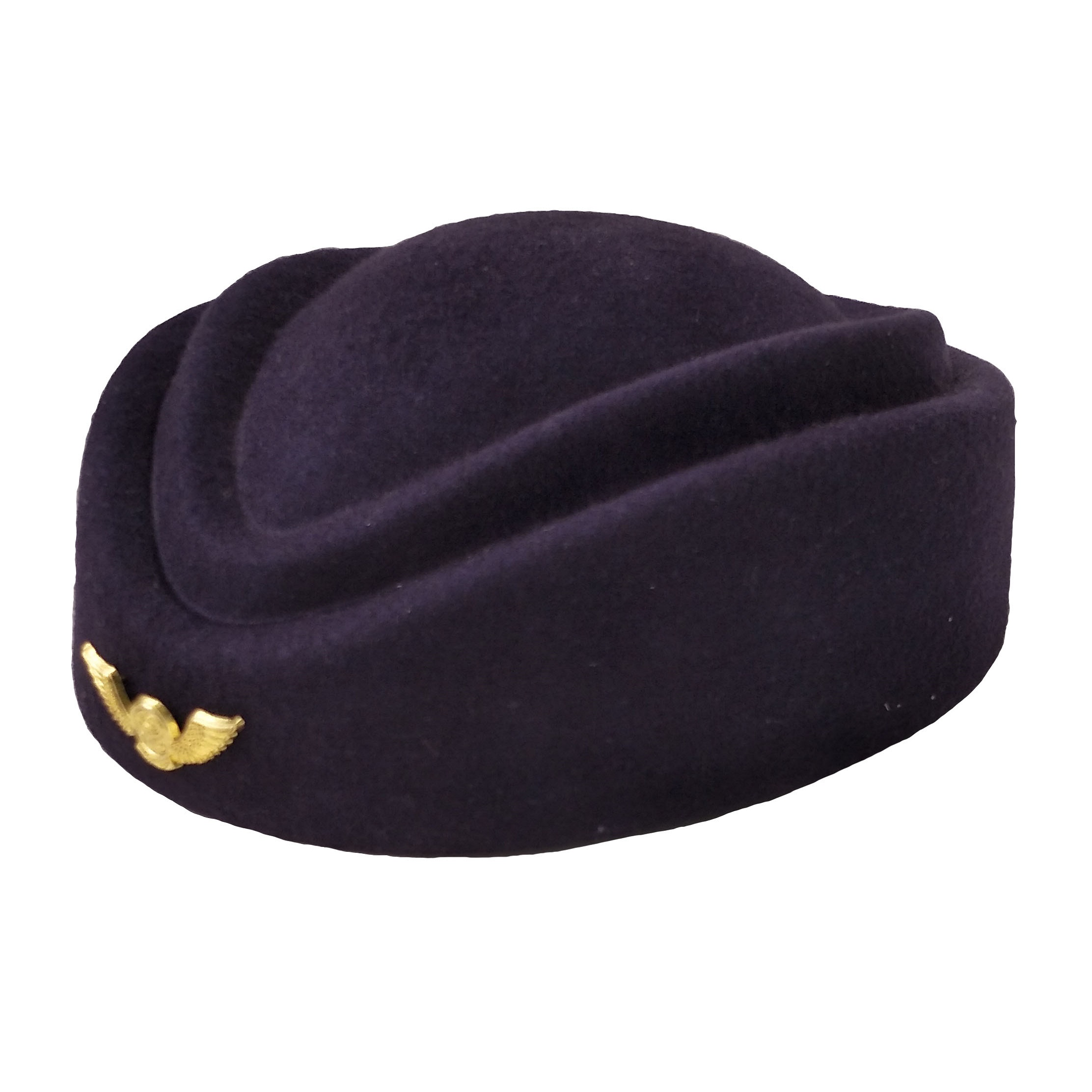 纯羊毛海航空姐帽子海南航空制服配饰飞机乘务员女帽深紫色送帽徽