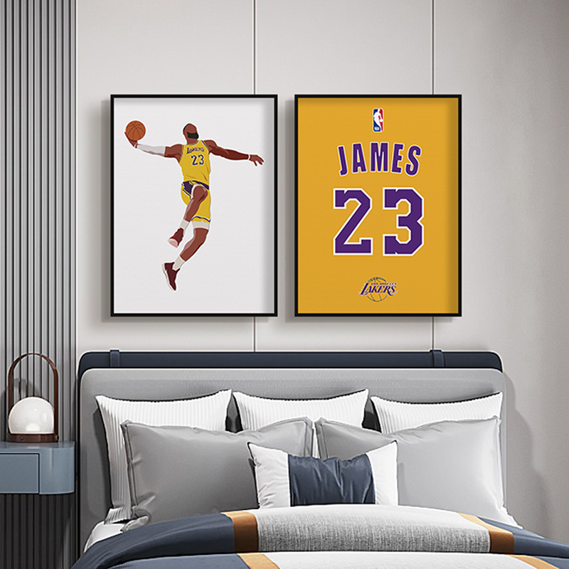 科比詹姆斯篮球乔丹挂画NBA明星儿童房装饰画大男孩卧室床头房间