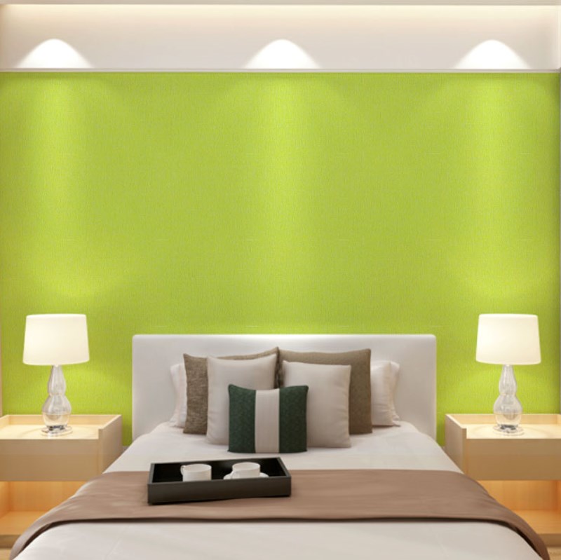 草绿色无缝墙布嫩绿客厅沙发卧室床头背景墙纸鲜绿嫩绿苹果绿壁布