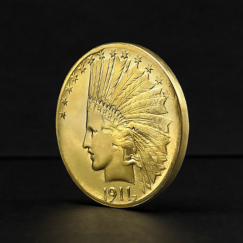 1911印第安人头像金币魔术硬币道具 美国仿古鹰洋纪念外国黄铜币