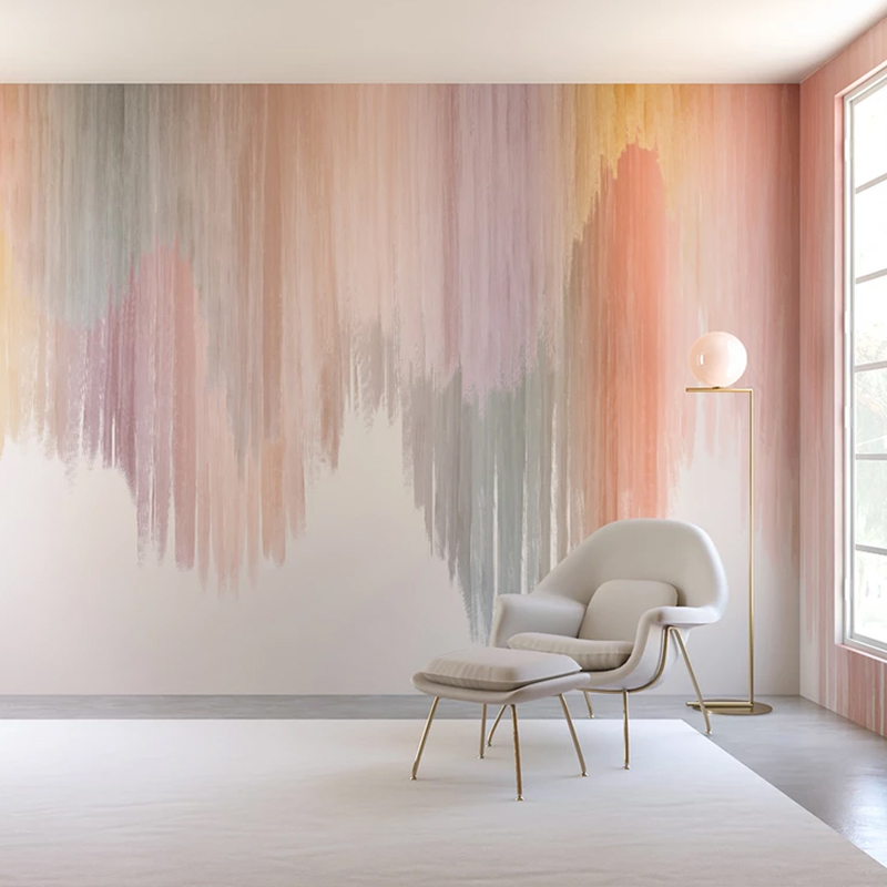 北欧现代简约卧室背景墙纸抽象色彩油画壁纸渐变客厅沙发电视墙布