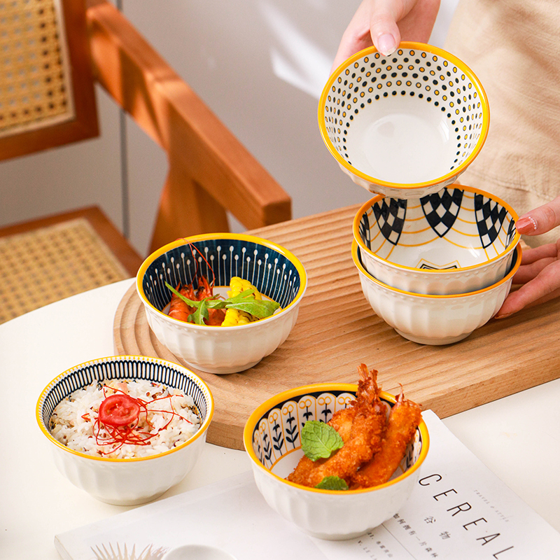 碗北欧简约家用精致套装陶瓷米饭碗创意好看的小碗吃饭的碗碟餐具