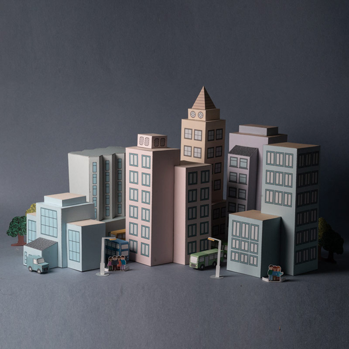儿童手工折纸DIY拼装立体3D纸质模型玩具城市建筑场景高楼大厦