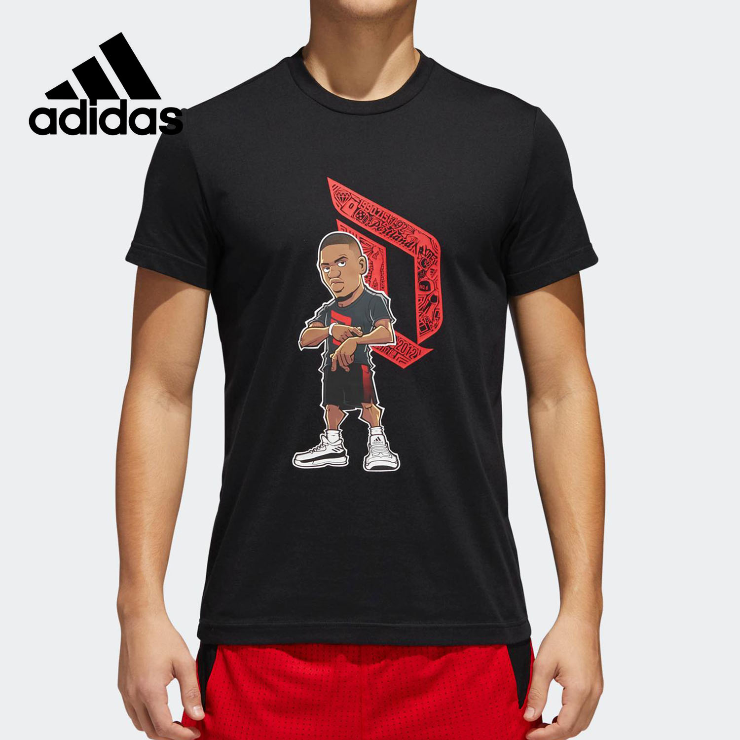 Adidas/阿迪达斯官方正品男子漫画篮球运动圆领短袖T恤 CV9969