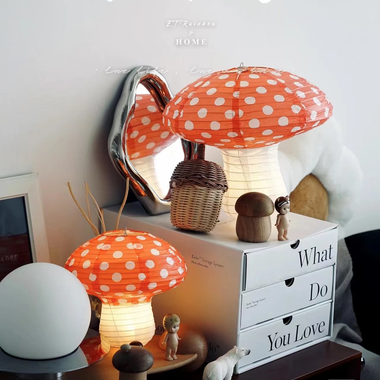蘑菇纸灯笼幼儿园装饰户外露营装饰灯罩生日派对中秋花灯卡通灯笼