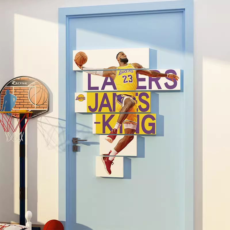 詹姆斯海报壁画贴纸NBA篮球明星男孩生儿童卧室墙面装饰房间布置