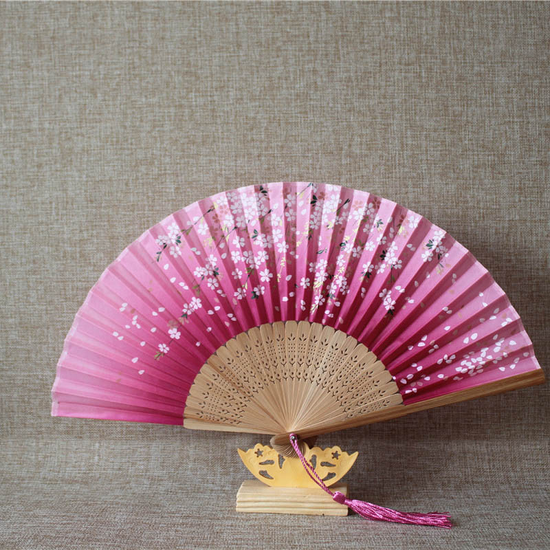日式和风扇摆件樱花富士山绢布扇子女式折扇日本餐厅酒店装饰用品
