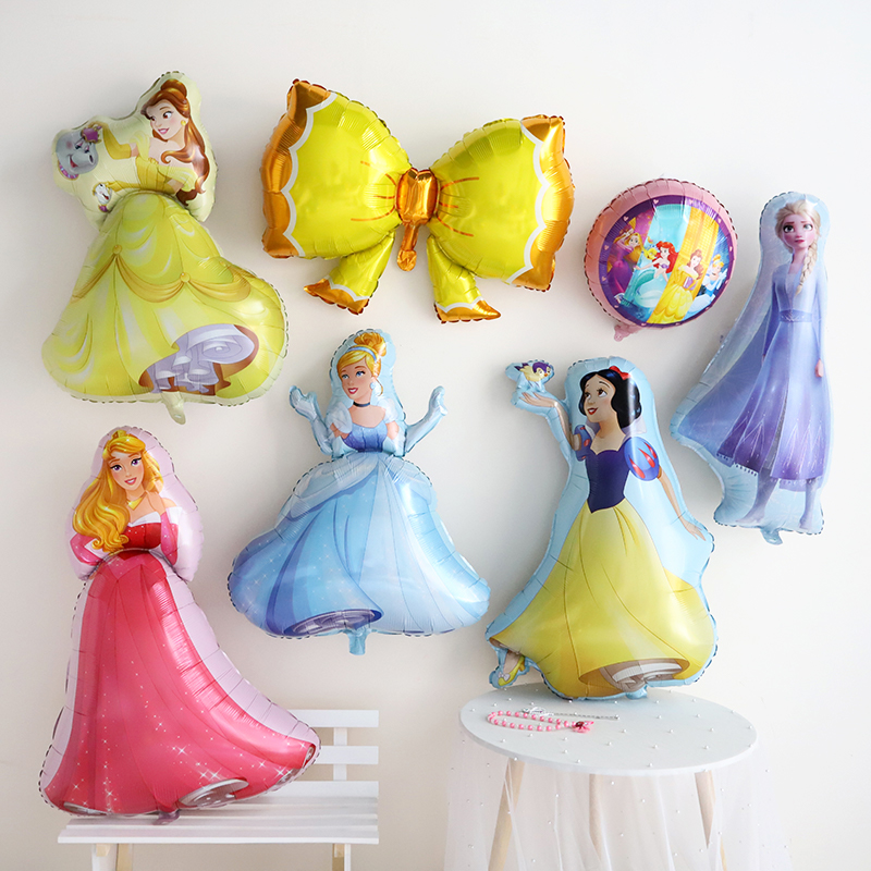 迪士尼白雪公主灰姑娘爱莎贝儿卡通铝膜气球儿童女孩生日场景布置