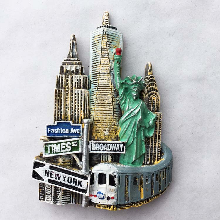 美国纽约地标建筑旅游纪念品磁力贴冰箱贴 创意收藏装饰伴手礼