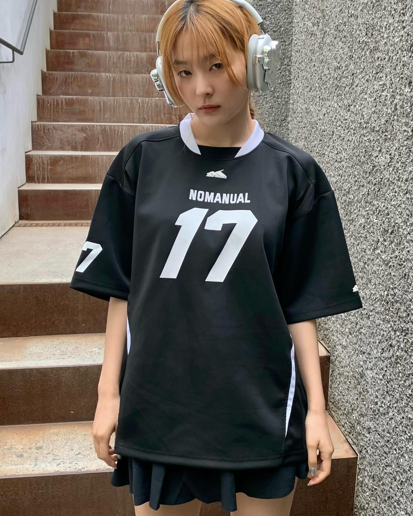 姜涩琪同款韩国小众潮牌NOMANUAL短袖男女拼色足球衫运动球衣T恤