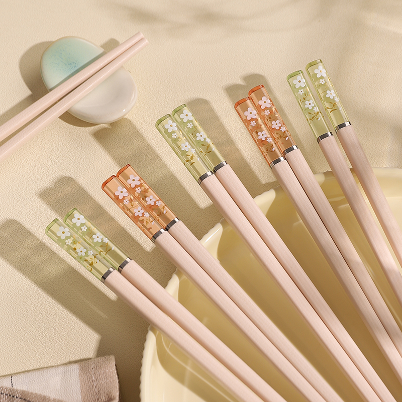 日式樱花合金筷子家用防滑防霉高颜值特别好看的筷子高档一人一筷