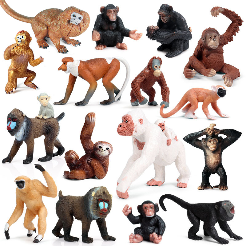 仿真猴子动物玩具黑猩猩模型长尾狐猴长臂猿金丝猴红狒狒认知摆件