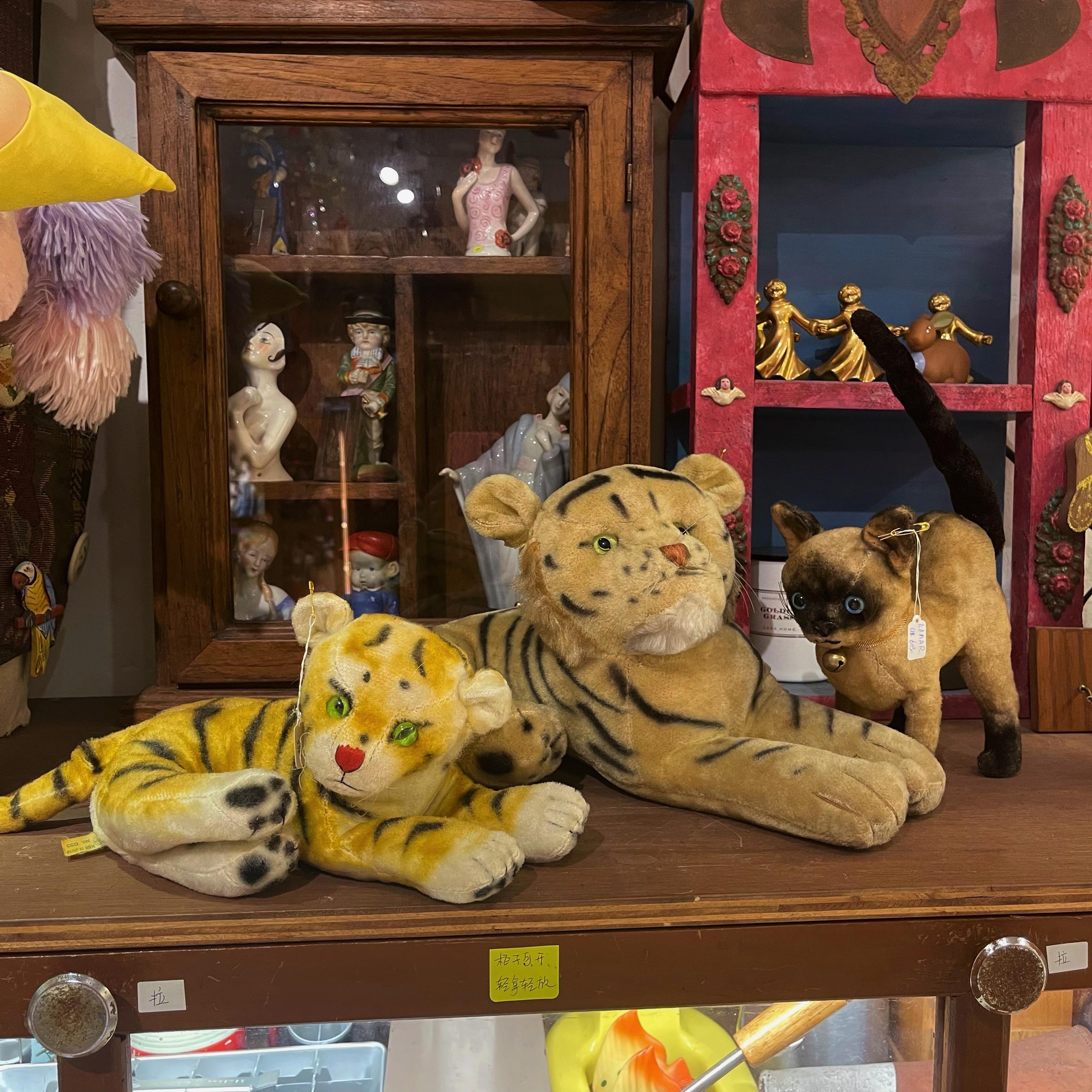 中古玩具古董娃娃steiff老虎猫咪玻璃眼睛德国日本多款选50年代