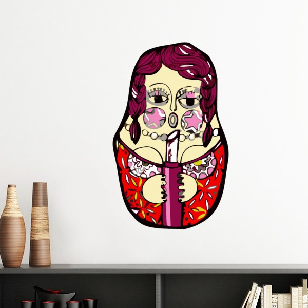 俄罗斯女性套娃手绘俄国文化墙贴壁纸房间贴花