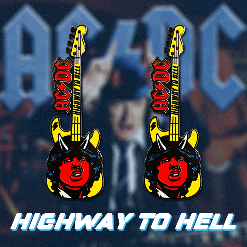 ACDC乐队金属徽章硬摇滚胸针贝斯吉他乐器HighwayToHell地狱公路