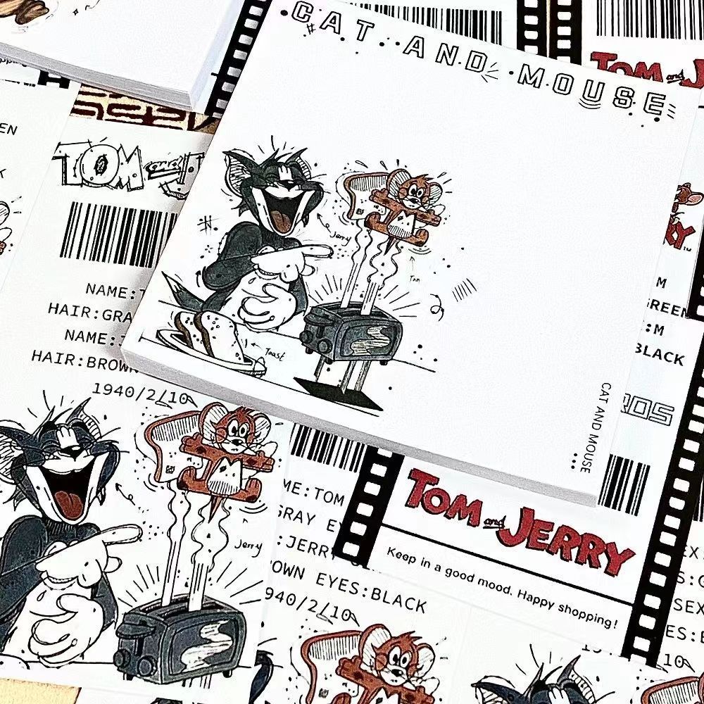 电影感复古猫和老鼠便签本ins卡通浪漫漫画学生高颜值笔记素材本