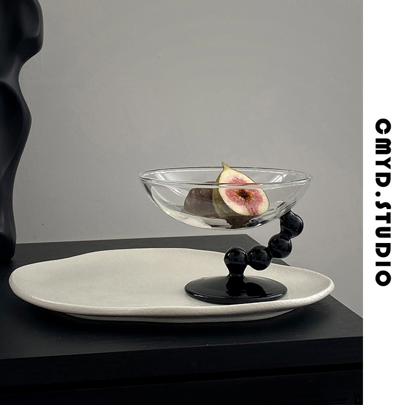 CMYD 包裹着淡淡奶香的黑天鹅 法式下午茶甜品碗高级感玻璃雪糕碗
