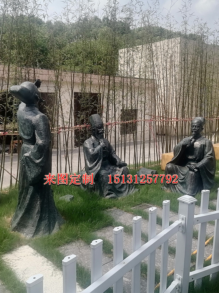 定制铸铜古代诗人李白杜甫苏轼喝酒作诗雕像户外公园校园名人雕塑
