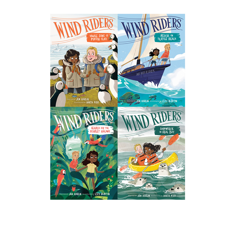 英文原版 Wind Riders 1-4 风之骑士 4册套装 儿童英语课外阅读桥梁章节书 彩图版 HarperChapters