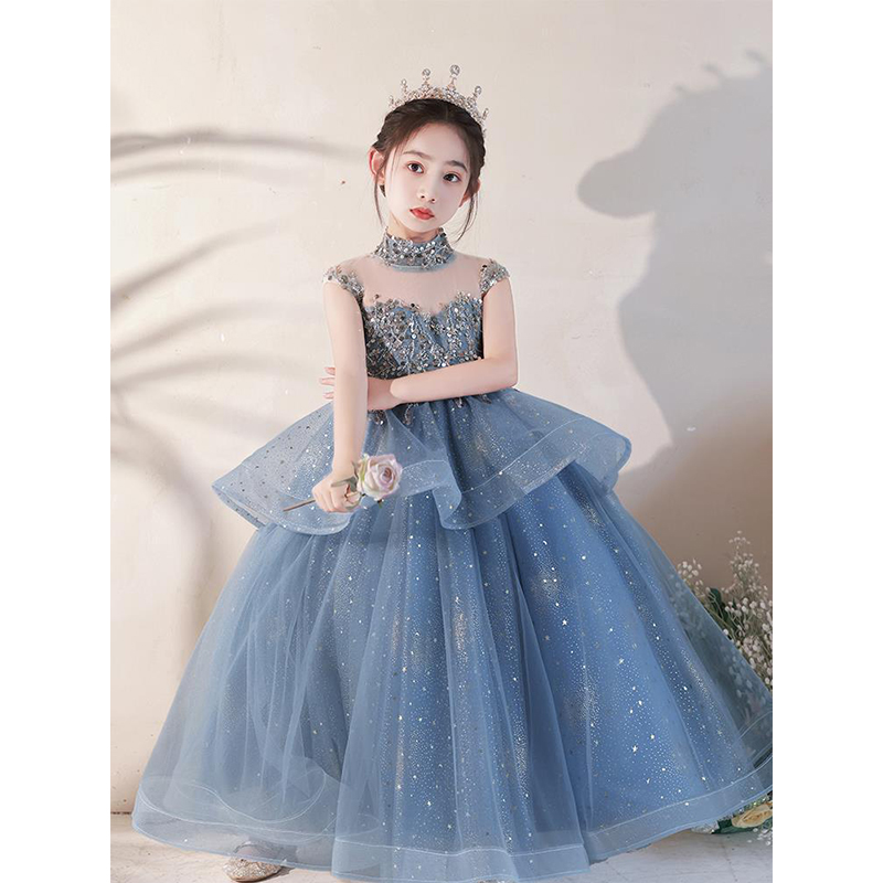 儿童礼服公主裙高端洋气主持人女童2024新款模特走秀钢琴演出服装