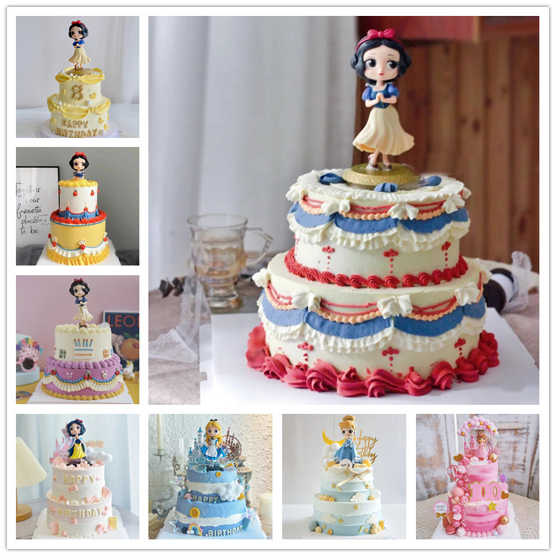现货双层女孩仿真生日蛋糕模型儿童卡通白雪公主 场景蛋糕样品