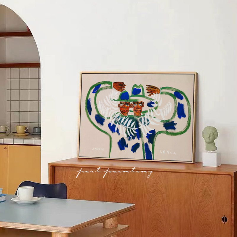 抽象艺术装饰画人物小众现代家居摆画中古风创意客厅卧室背景挂画
