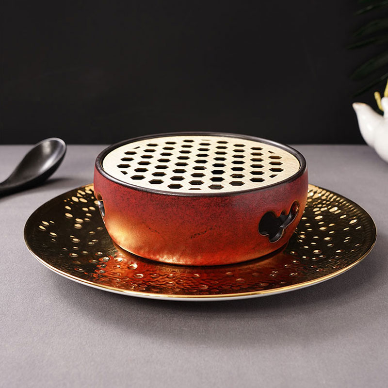 创意陶瓷餐具餐厅料理烤盘加热保温明炉商用圆形位上保温炉意境菜