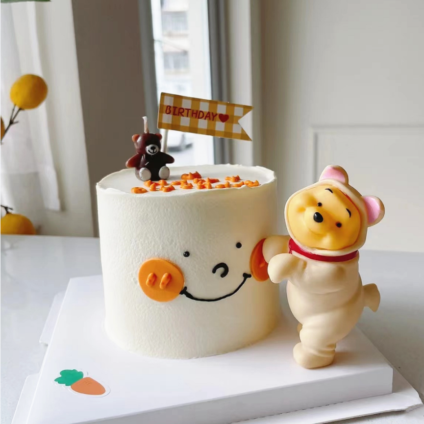 韩式简约ins风烘焙蛋糕装饰可爱卡通白衣熊摆件小熊蜡烛横幅插件